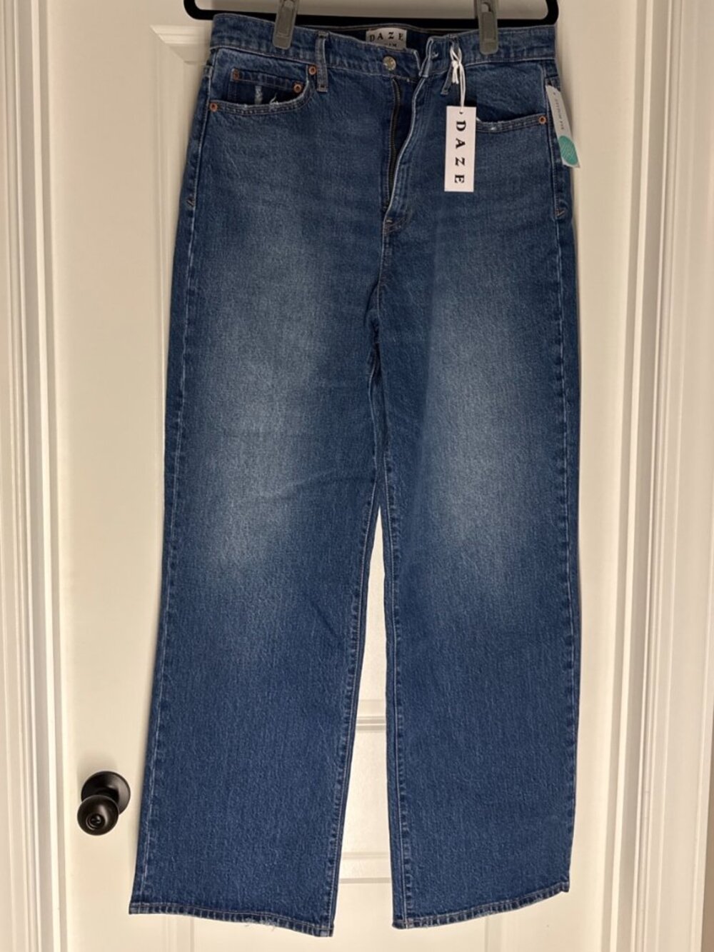 NWT DAZE Denim City Straight High Rise Jeans Bright Blue Size 31